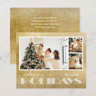Plusieurs photos Happy Holidays Gold Budget Cartes