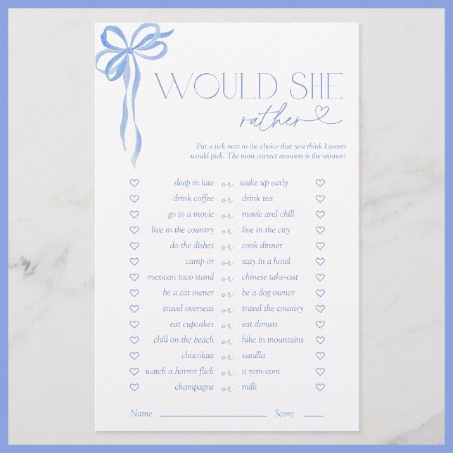 Plutôt Blue Bow Fête des mariées Jeu (Créateur téléchargé)