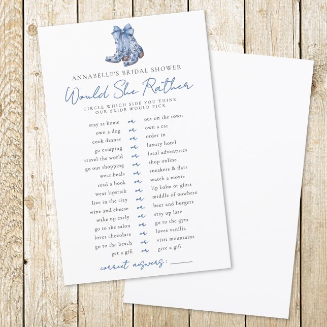 Plutôt Country Bow Cowboy Fête des mariées (Would Rather Country Bow Cowboy Bridal Shower)