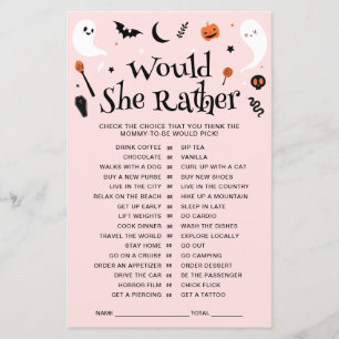 Plutôt Elle Pour Halloween Rose Jeu de Baby Shower