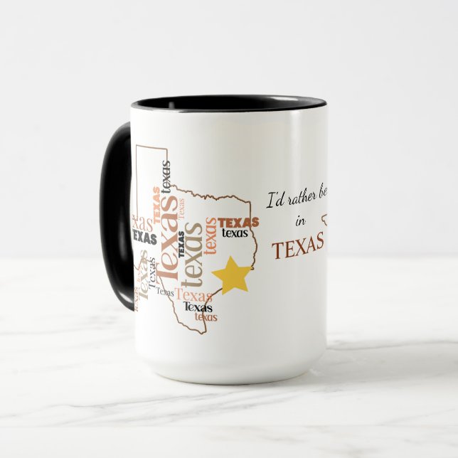 Plutôt être au Texas Word Art Mug (Devant gauche)