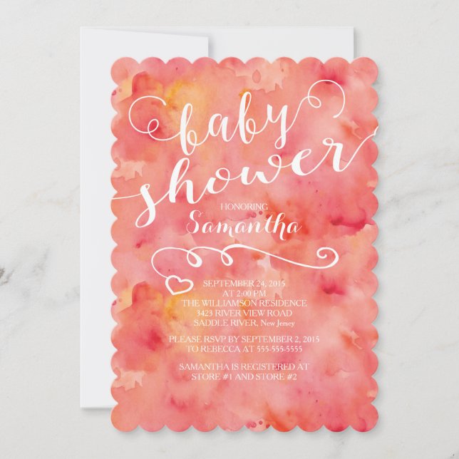 Plutôt rose Aquarelle Baby shower Invitation (Devant)