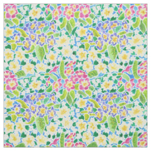 Plutôt rose Bleu Jaune Primroses Tissu Floral