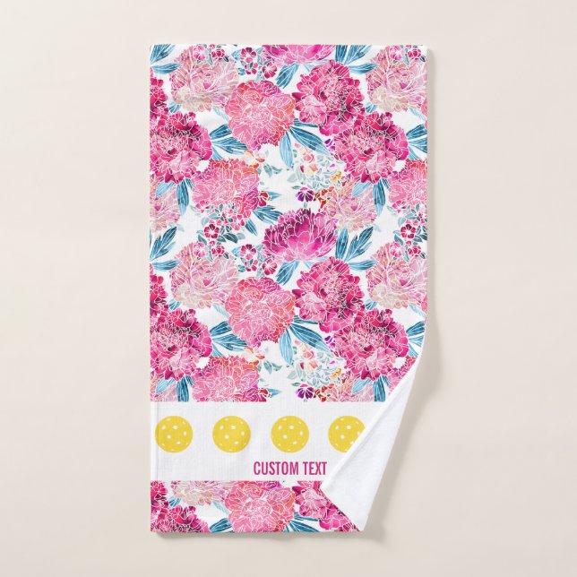 Plutôt rose Floral Pattern Pickleball Sport (Serviette à main)