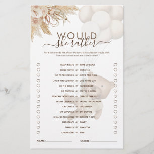 Plutôt Teddy Bear Baby shower Jeu