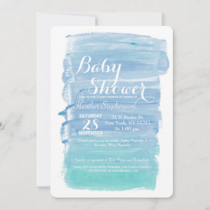 Plutôt Turquoise Aquarelle Bébé Invitations de dou