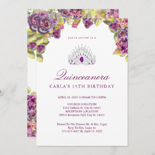 Plutôt violet, Rose Quinceanera Invitations