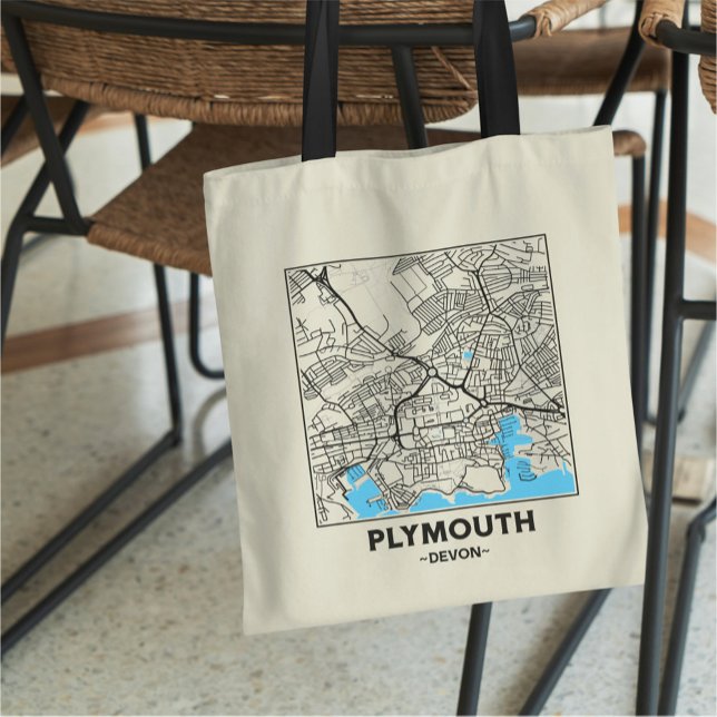 Plymouth, Devon City Map Tote Bag (Créateur téléchargé)