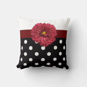 Pneuka blanc noir rouge pois coussin