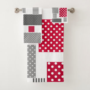 Pneuka rouge gris patchwork sur arrière - plan bla