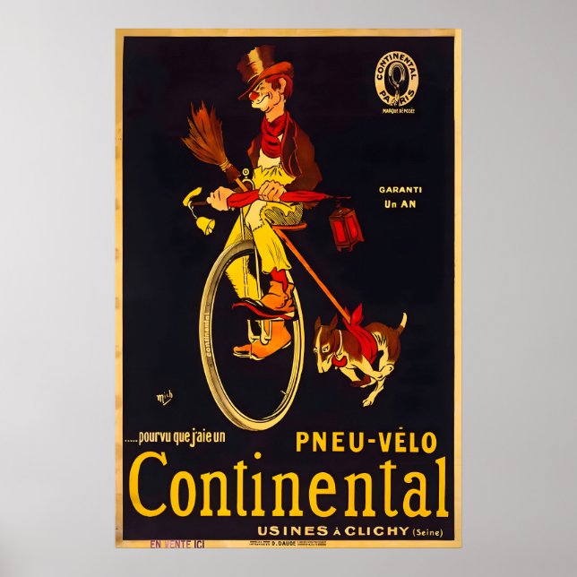 Pneus Continental Paris 1900 AFFICHE IMPRIMEE A5-A (Devant)
