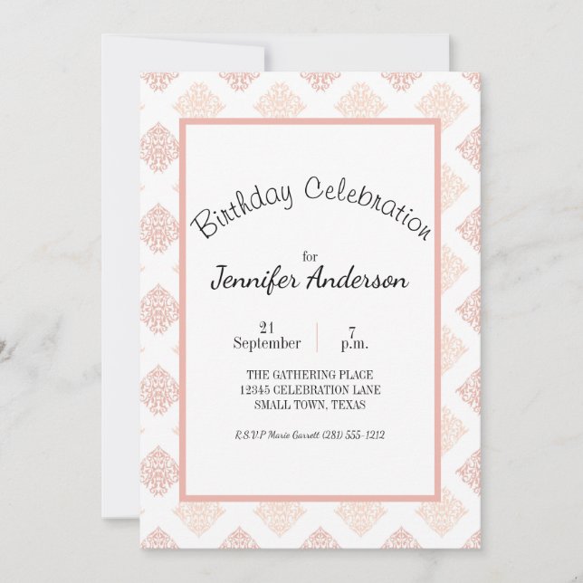 Poche Blush Damask Sweet 16 Anniversaire (Devant)