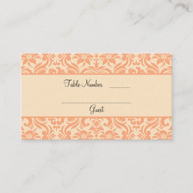Poche et Crème Mariage damassé Table Cartes de Pla (Devant)