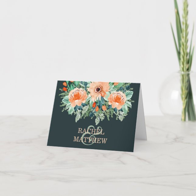 Pocher Turquoise Jade Aquarelle Mariage Merci (Devant)