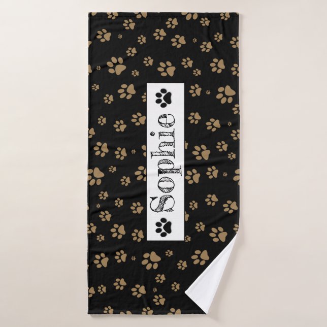 Poches Brown et noires Animaux de chat de chien pe (Serviette de bain)