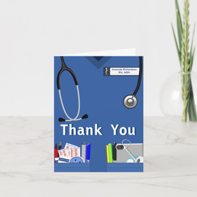 Poches Infirmières Merci En Bleu Foncé (Devant)