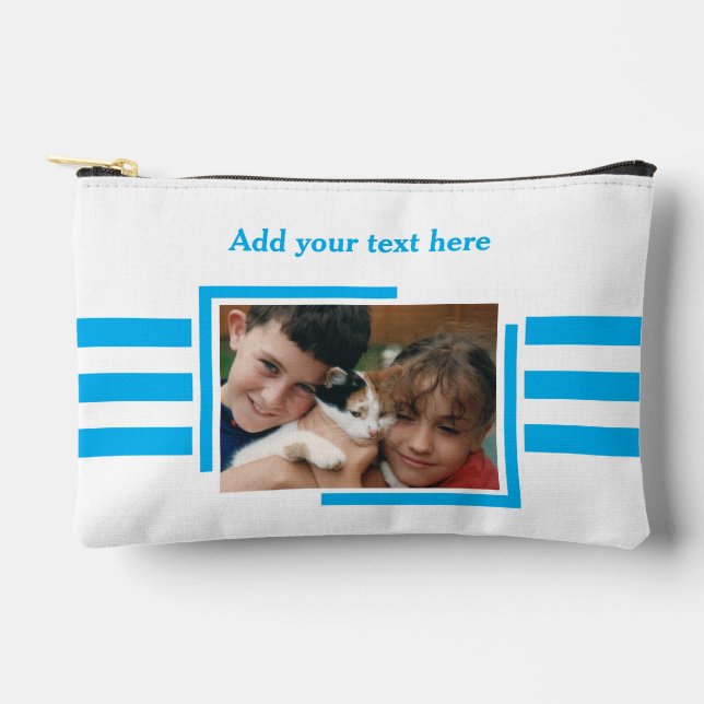 Pochette À Accessoires 1 photo add text blue white (Recto)