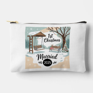 Pochette À Accessoires 1er Noël de Mariage 2025 Scène hivernale rustiqu