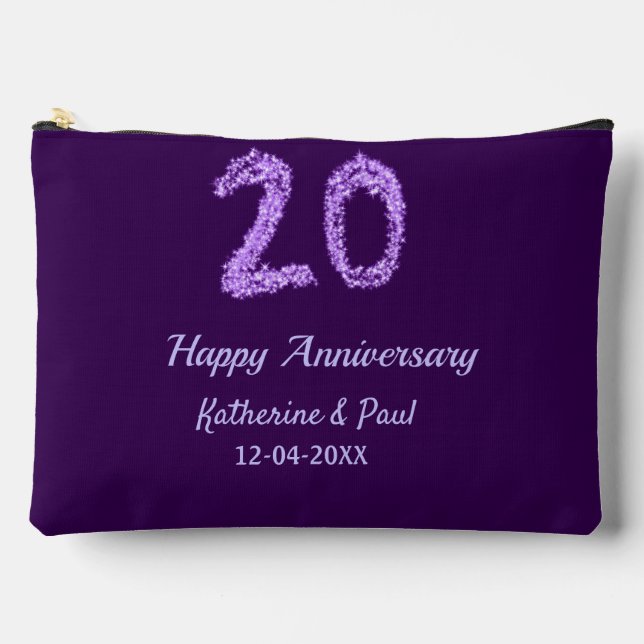 Pochette À Accessoires 20e heureux anniversaire ajouter nom du couple dat (Recto)
