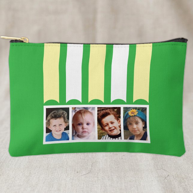 Pochette À Accessoires 4 photo ajouter nom blanc vert jaune (Créateur téléchargé)