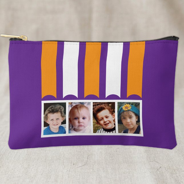 Pochette À Accessoires 4 photo ajouter nom blanc violet orange (Créateur téléchargé)