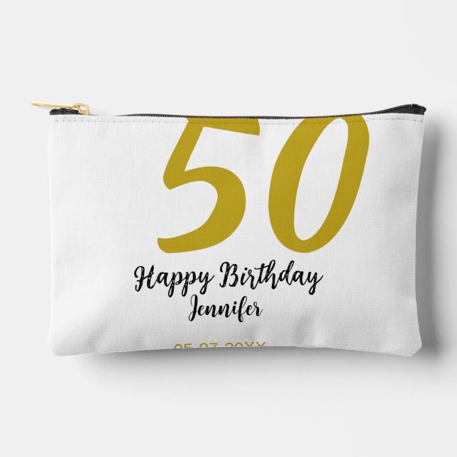 Pochette À Accessoires 50e anniversaire ajouter nom date année noire modè (Recto)