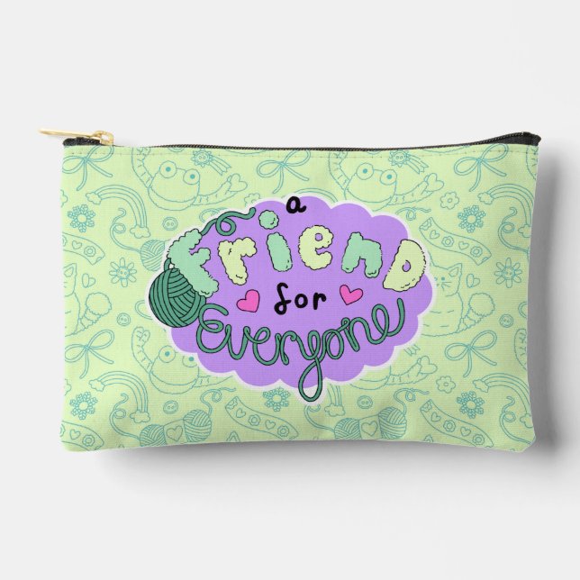 Pochette À Accessoires "A Friend for Everyone" Green Pouch (Recto)