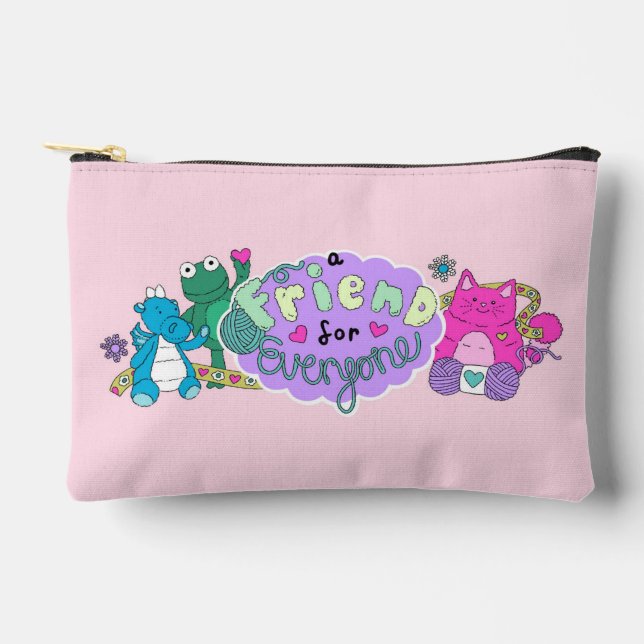 Pochette À Accessoires "A Friend for Everyone" Pink Logo (Recto)