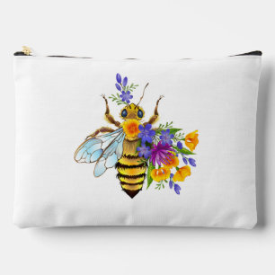 Pochette À Accessoires Abeille à fleurs avec plantes sauvages