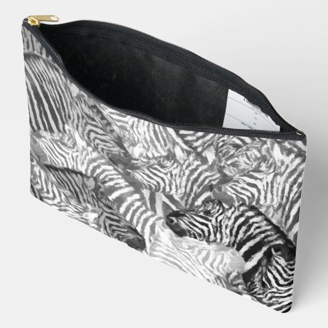 Pochette À Accessoires Abstract Black and White Zebra Pattern (Ouvrir)
