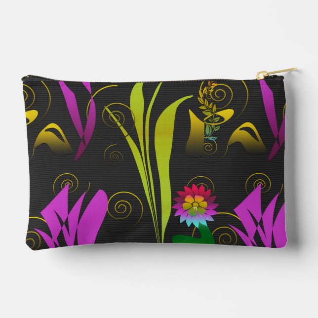 Pochette À Accessoires Abstract Floral with Spirals 1 (Verso)