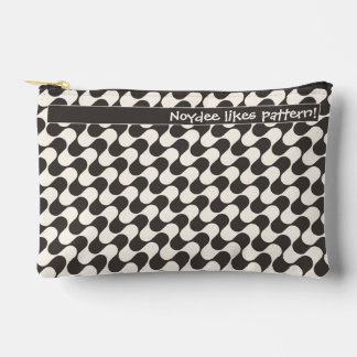 Pochette À Accessoires Abstract Waves Black and White with Text