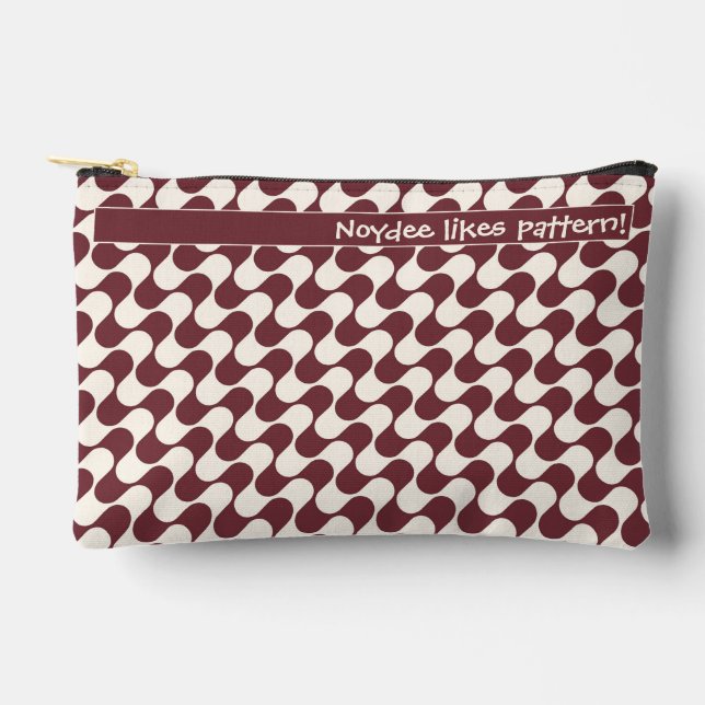Pochette À Accessoires Abstract Waves Red and White with Text (Recto)