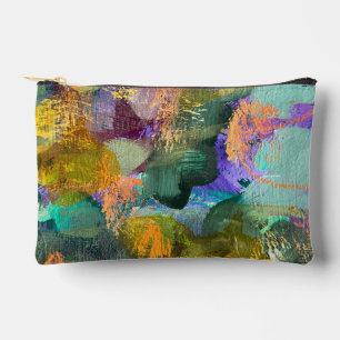 Pochette À Accessoires Abstrait floral vert et violet