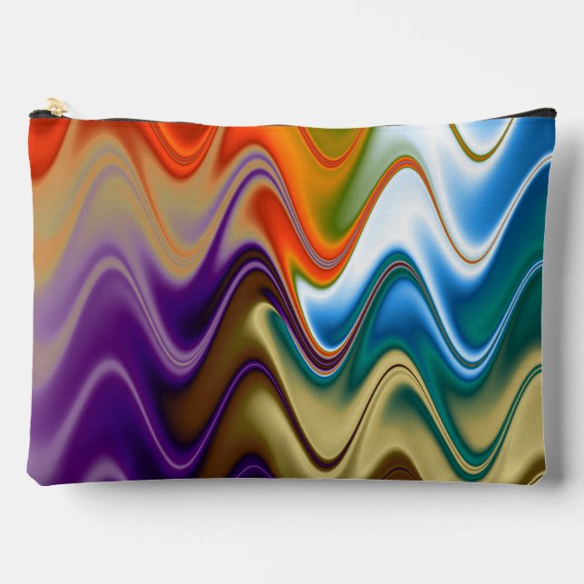 Pochette À Accessoires Abstrait Multicolore Ondulé Grand (Recto)