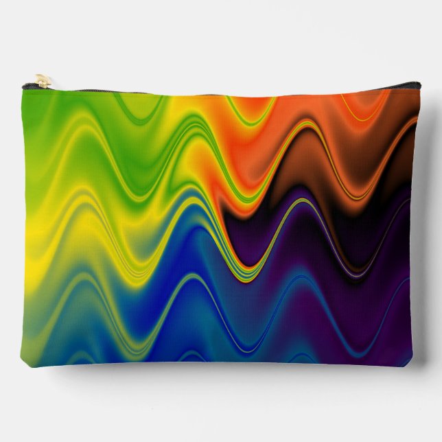 Pochette À Accessoires Abstrait Multicolore Ondulé Grand (Recto)