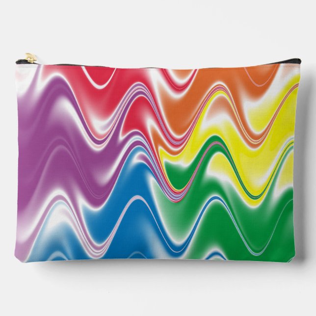 Pochette À Accessoires Abstrait Multicolore Ondulé Grand (Recto)