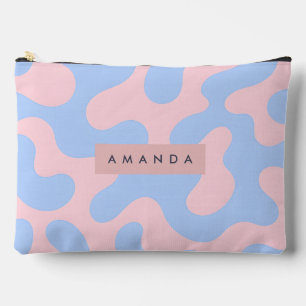 Pochette À Accessoires Abstrait Rose Pâle et Bleu Bébé Personnalisé