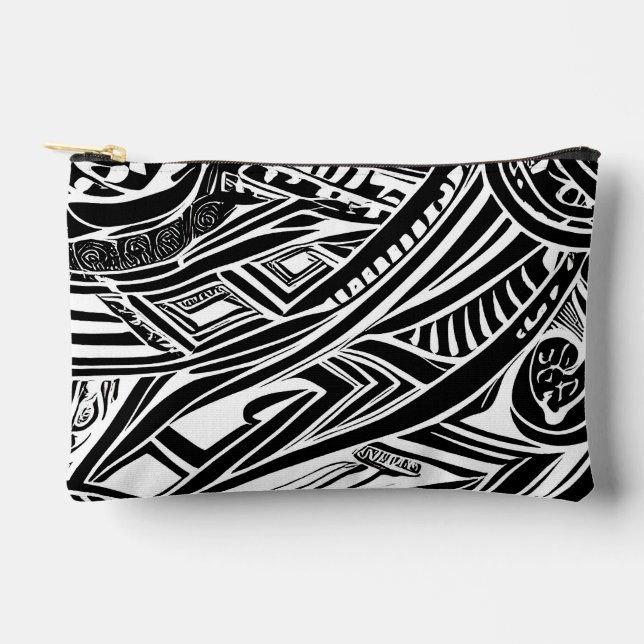Pochette À Accessoires Abstrait tribal noir et blanc (Recto)