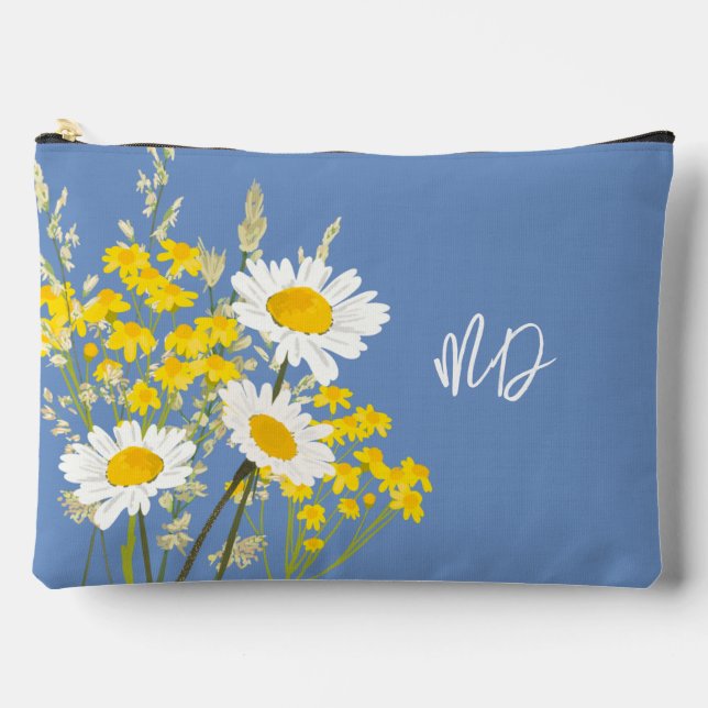 Pochette À Accessoires Accessoire de monogramme Fleur sauvage moderne (Recto)