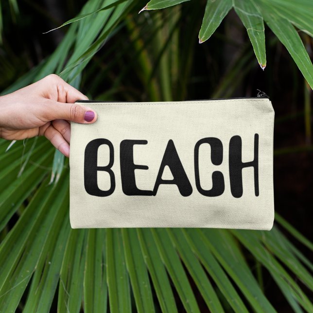 Pochette À Accessoires Accessoires De Plage Noir Neutre Script (Créateur téléchargé)