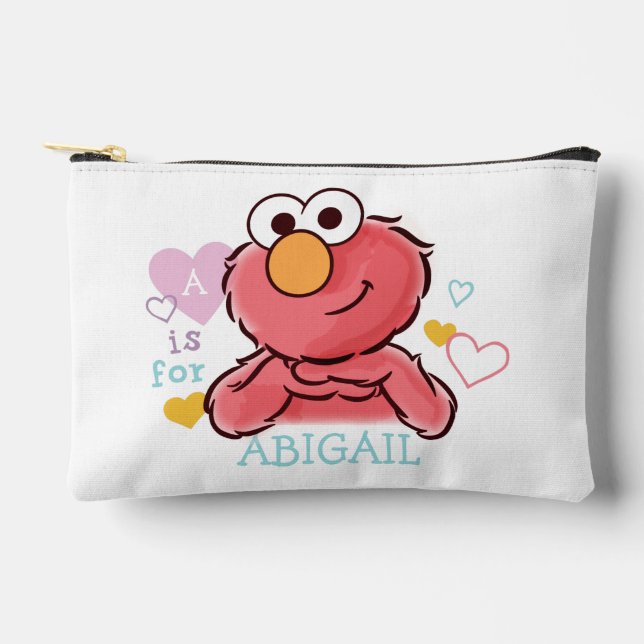 Pochette À Accessoires Adorable Elmo | Ajoutez Votre Propre Nom (Recto)