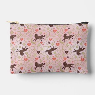 Pochette À Accessoires Afro Unicorn Coeur et Star Motif rose