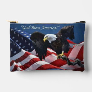 Pochette À Accessoires Aigle Américain Patriotique Graphique Dieu Bénisse