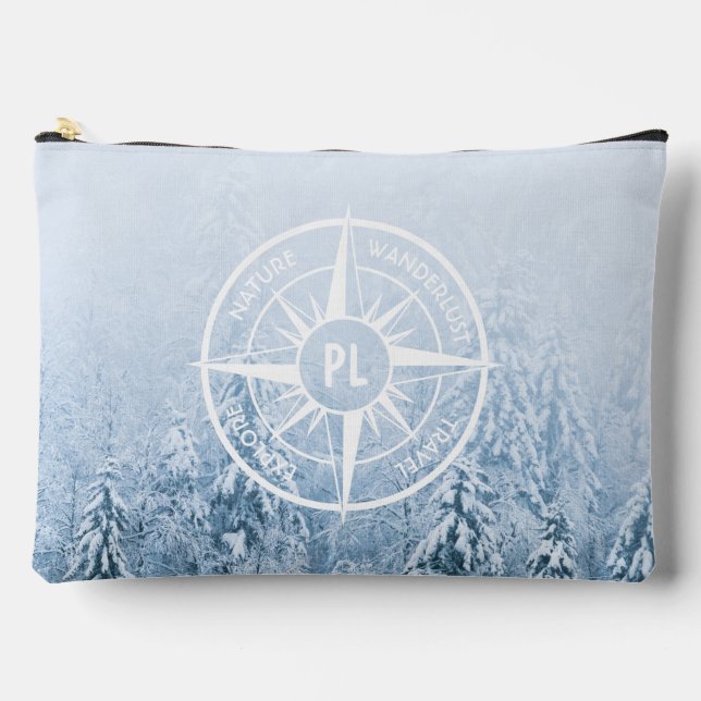Pochette À Accessoires Aiguille de compas monogramme forêt d'épinette d'h (Recto)