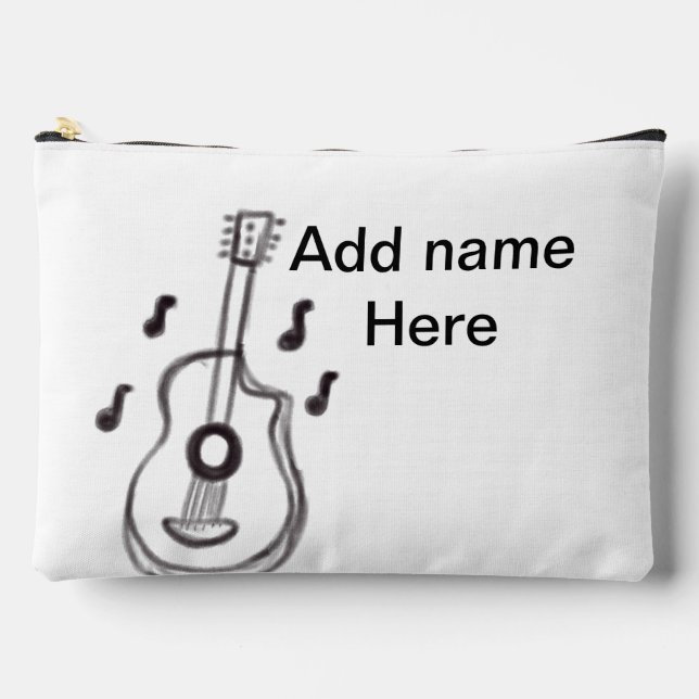 Pochette À Accessoires Ajouter votre nom texte brun acoustique guitare éd (Recto)