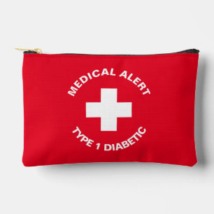 Pochette À Accessoires Alerte Médicale Personnalisée Diabétique Rouge