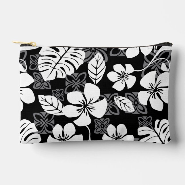 POCHETTE À ACCESSOIRES ALOHA VENDREDI MOTIF EN NOIR (Recto)