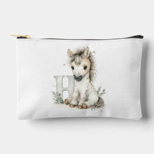 Pochette À Accessoires Alphabet Cheval Bébé Animaux Mignons Aquarelle
