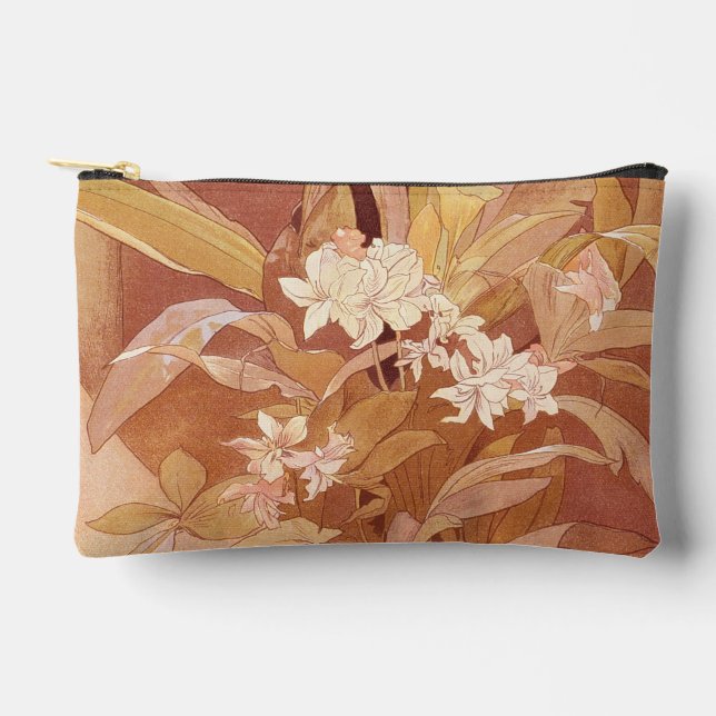 Pochette À Accessoires Alphonse Mucha Art Nouveau Détail floral (Recto)